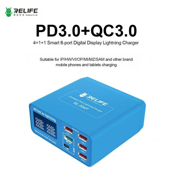 Multipuerto 6 Puertos Usb 3.0 RELIFE RL-304P 