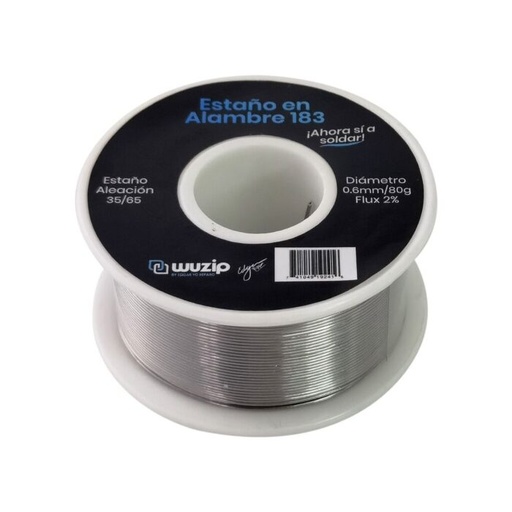 Estaño en alambre 183°C WUZIP rollo 80g 35/65 0.6MM 